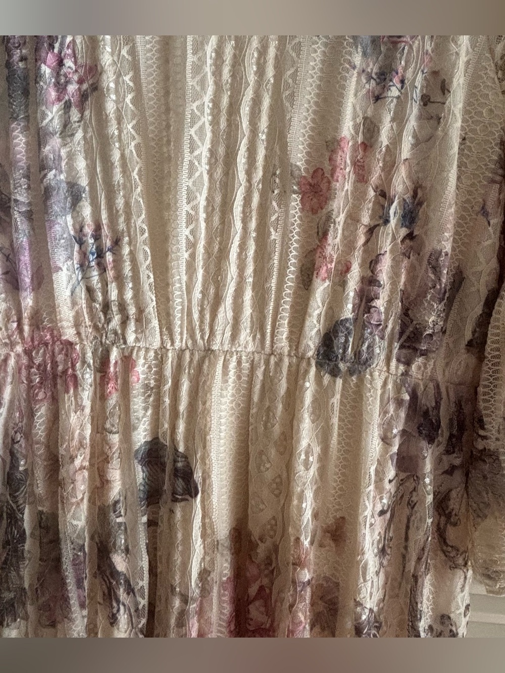 ORIGAMI all LACE lined BOHEMIAN WESTERN Maxi Dress Size XL gypsy shabby chic - Picture 12 of 16